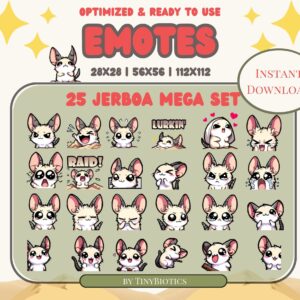 HUGE SET of 25 Kawaii Jerboa Rat Emote Bundle -  Twitch Discord Youtube | Streamer | Cute | Digital